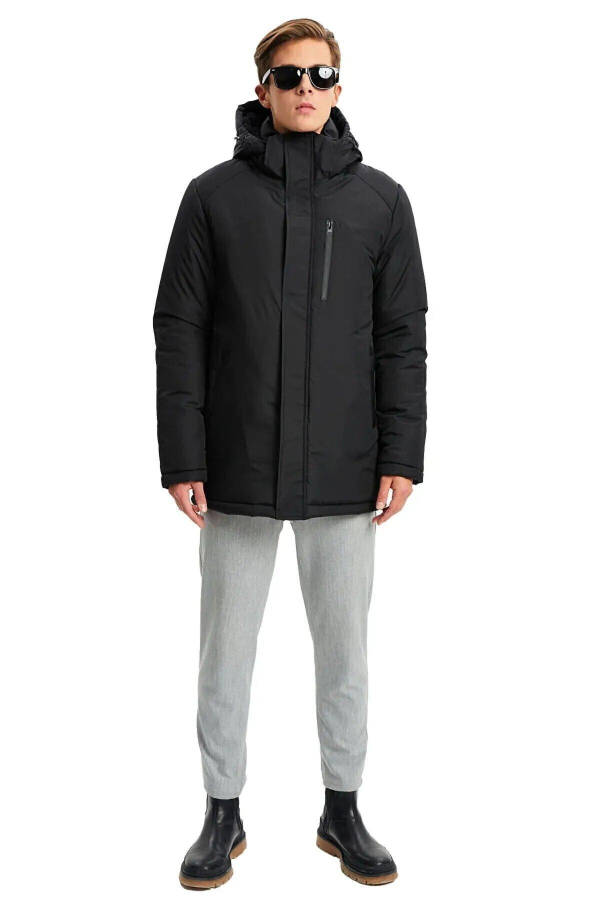 Men's Black Removable Hooded Windproof Winter Jacket & Coat & Parka - 9