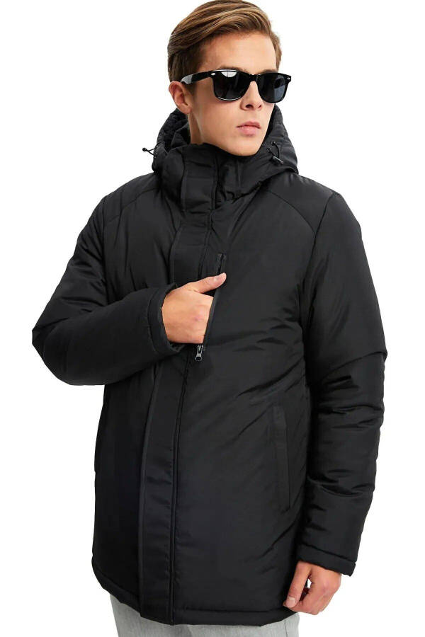 Men's Black Removable Hooded Windproof Winter Jacket & Coat & Parka - 12