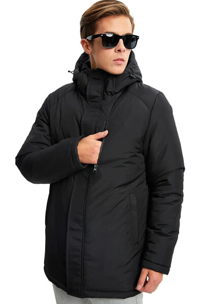 Men's Black Removable Hooded Windproof Winter Jacket & Coat & Parka - 5