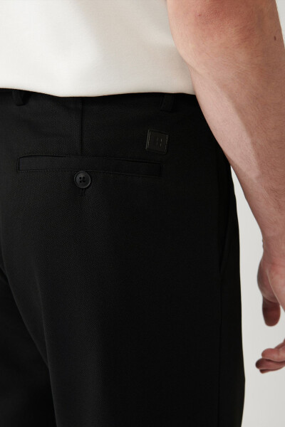 Men's Black Side Pocket Reinforced Jersey Slim Fit Pants B003200 - 14