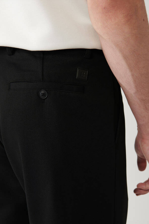 Men's Black Side Pocket Reinforced Jersey Slim Fit Pants B003200 - 14