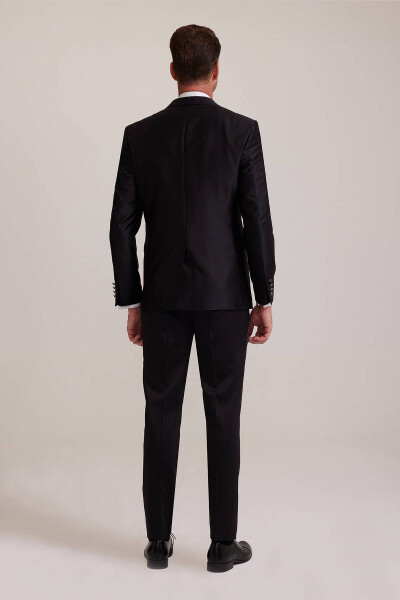 Men's Black Single-Breasted Tuxedo Suit - 7