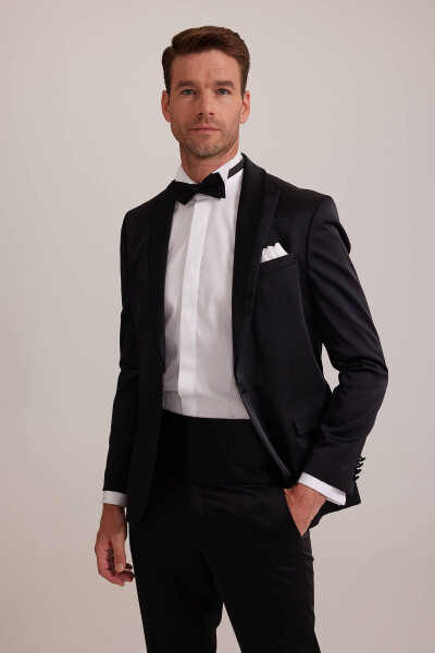 Men's Black Slim Fit Swallow Collar Tuxedo - 10