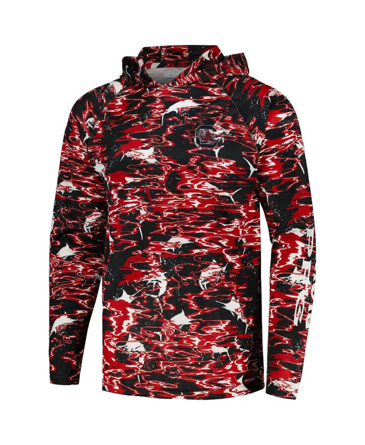 Men's Black South Carolina Gamecocks PFG Terminal Tackle Omni-Shade Rippled Long Sleeve Hooded T-shirt Black - 6