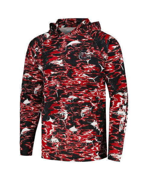 Men's Black South Carolina Gamecocks PFG Terminal Tackle Omni-Shade Rippled Long Sleeve Hooded T-shirt Black - 3