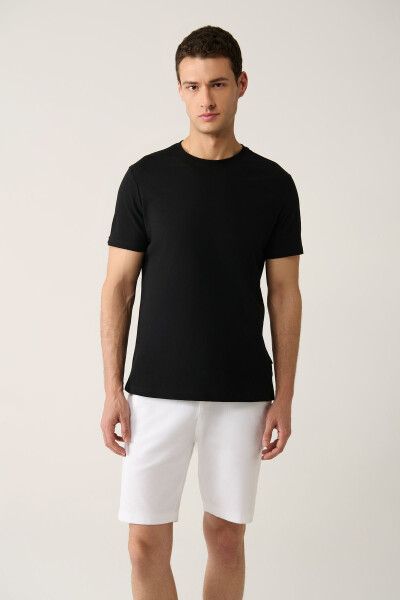 Men's Black T-shirt 100% Cotton Breathable Crew Neck Regular Fit E001000 - 7