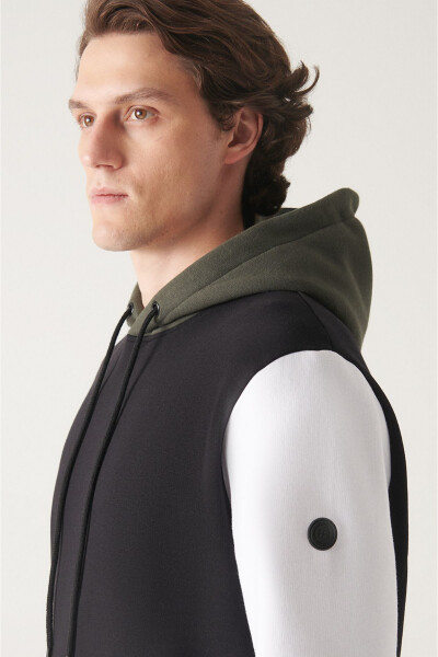 Men's Black & White Hooded Sweatshirt - 2