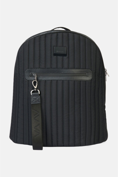 Men's Black Zipper Backpack - 1