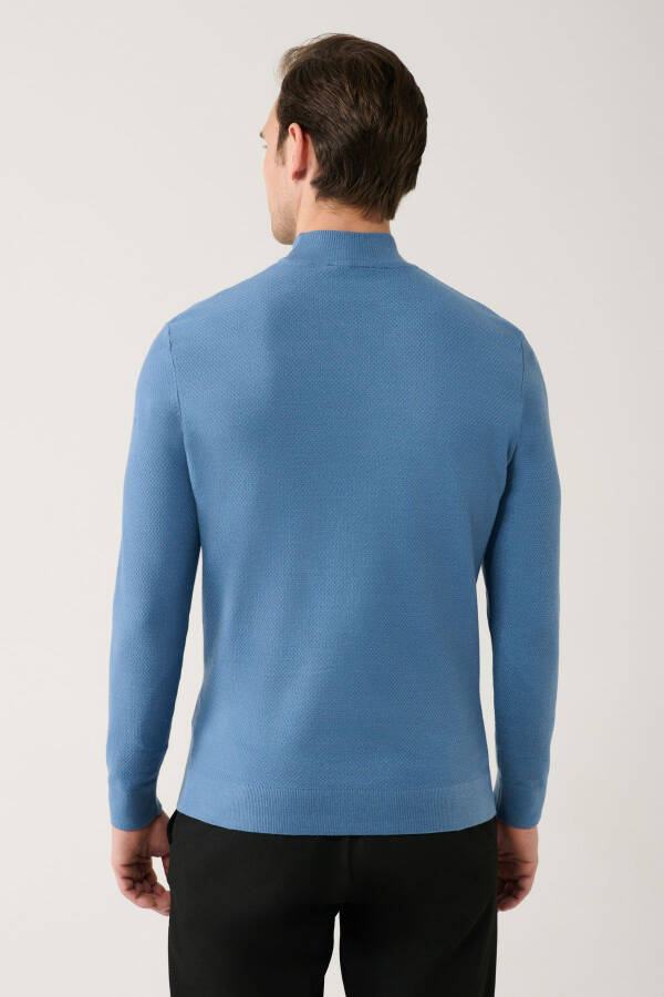 Men's Blue Knit Sweater - 4