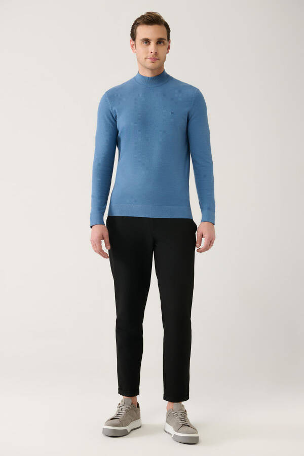 Men's Blue Knit Sweater - 5