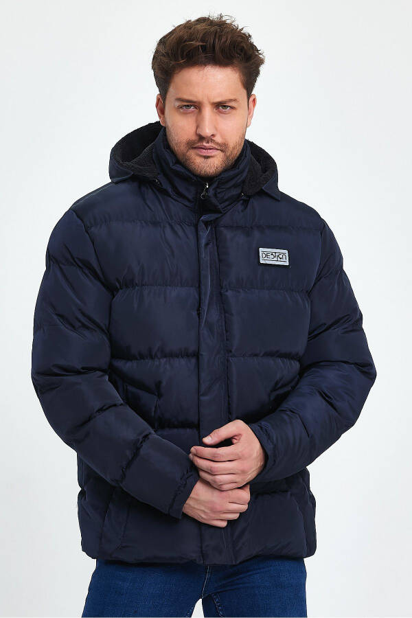 Men's Blue Winter Puffer Jacket Waterproof Fur Lined - 5