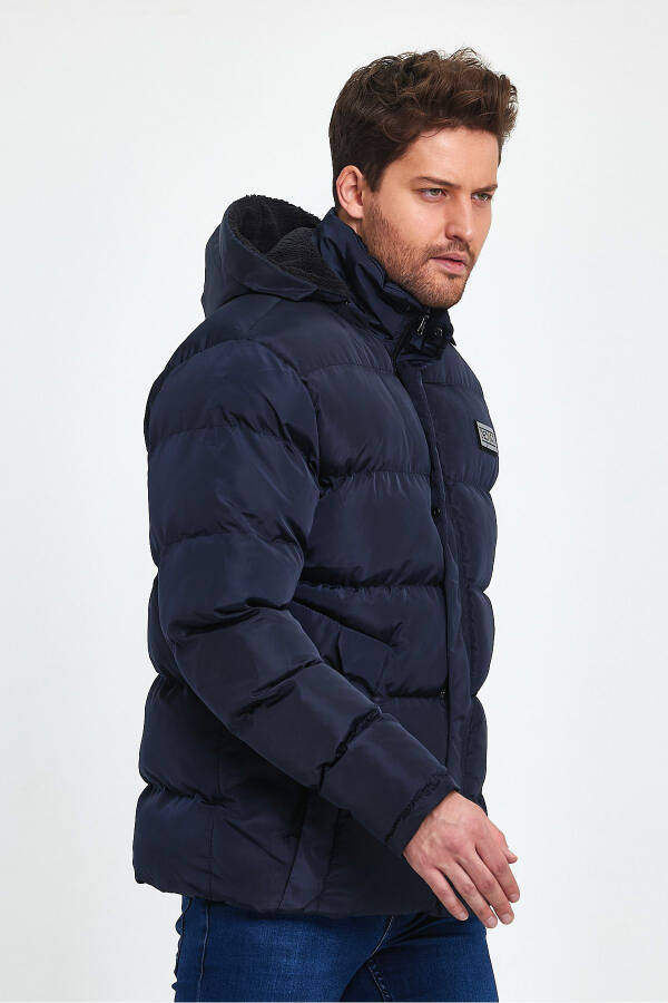 Men's Blue Winter Puffer Jacket Waterproof Fur Lined - 6