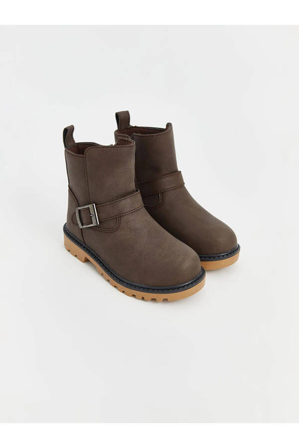 Men's boots, brown leather look. - 4