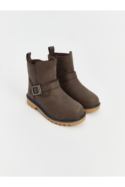 Men's boots, brown leather look. - 1