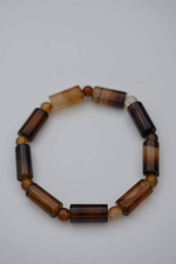 Men's Brown Agate Natural Stone Bracelet - 1