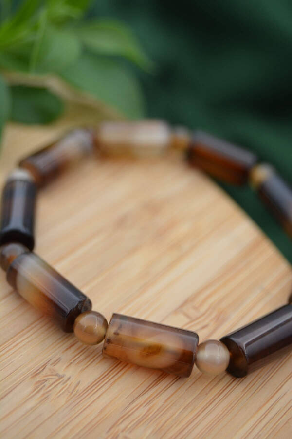 Men's Brown Agate Natural Stone Bracelet - 3