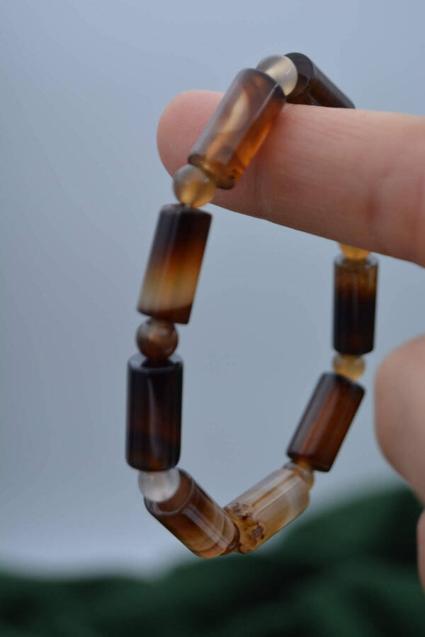 Men's Brown Agate Natural Stone Bracelet - 4