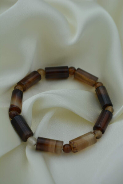 Men's Brown Agate Natural Stone Bracelet - 6