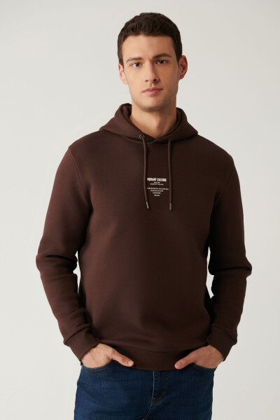 Men's Brown Hooded Sweatshirt - 1