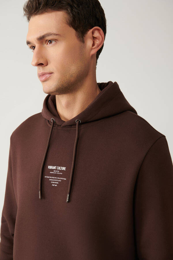 Men's Brown Hooded Sweatshirt - 2