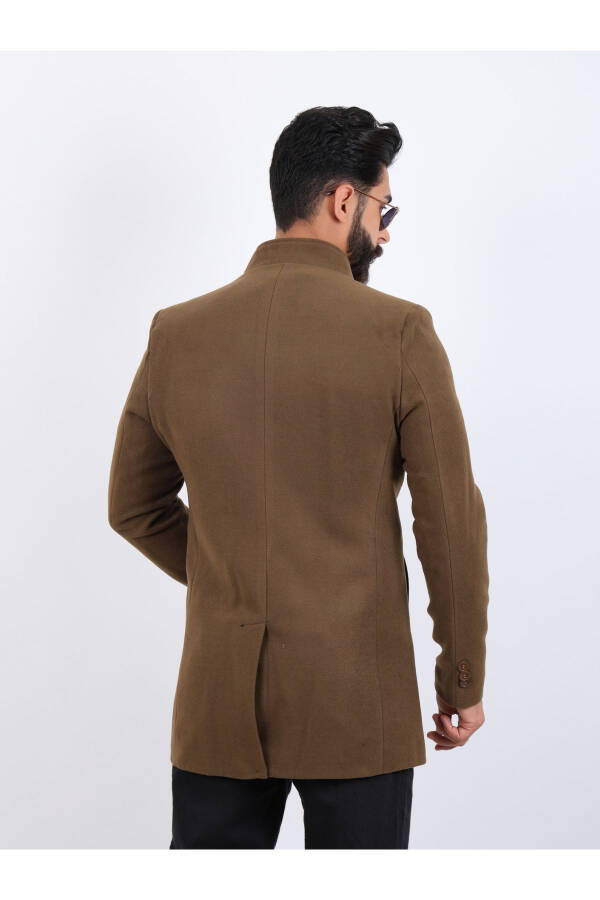 Men's Brown Slim Fit Peacoat - 3