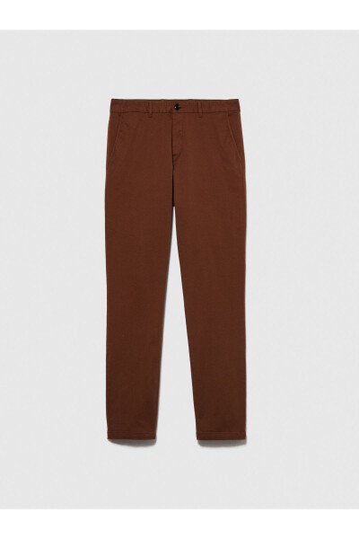 Men's Brown Slim Fit Stretch Chino Pants - 2