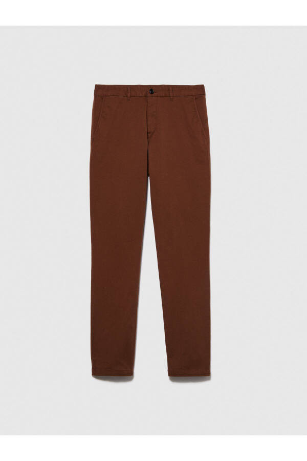 Men's Brown Slim Fit Stretch Chino Pants - 2