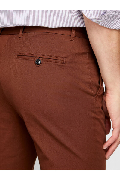 Men's Brown Slim Fit Stretch Chino Pants - 6