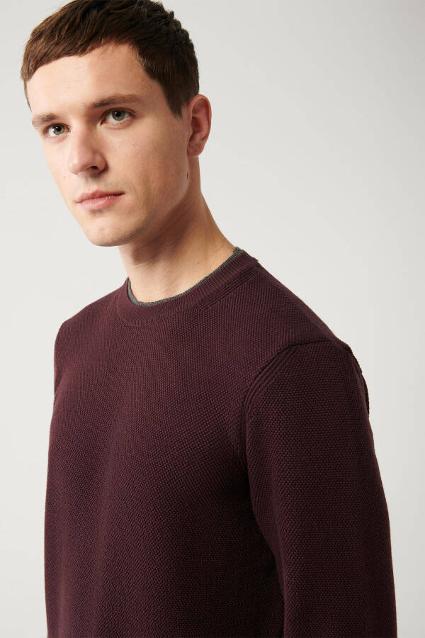 Men's Burgundy Knit Sweater - 2