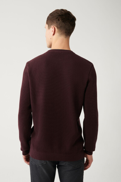 Men's Burgundy Knit Sweater - 4