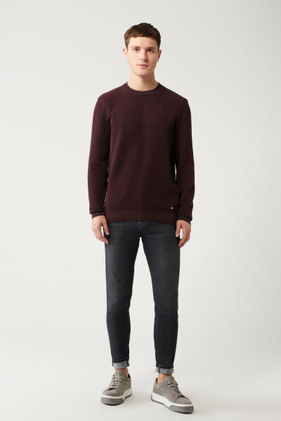 Men's Burgundy Knit Sweater - 6