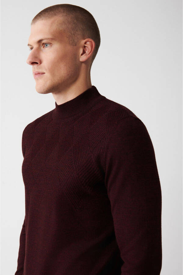 Men's Burgundy Knit Sweater - 2