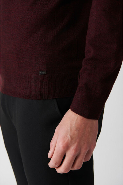 Men's Burgundy Knit Sweater - 3