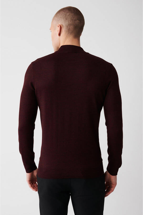 Men's Burgundy Knit Sweater - 4