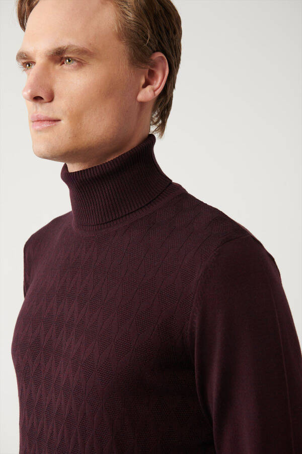 Men's Burgundy Knit Sweater - 2