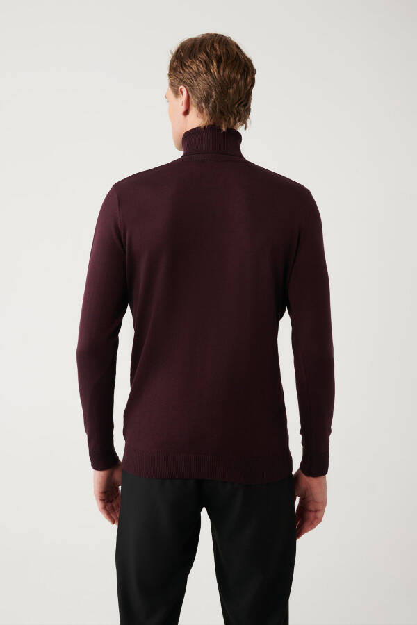 Men's Burgundy Knit Sweater - 4