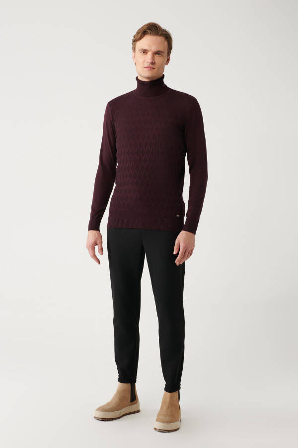 Men's Burgundy Knit Sweater - 6