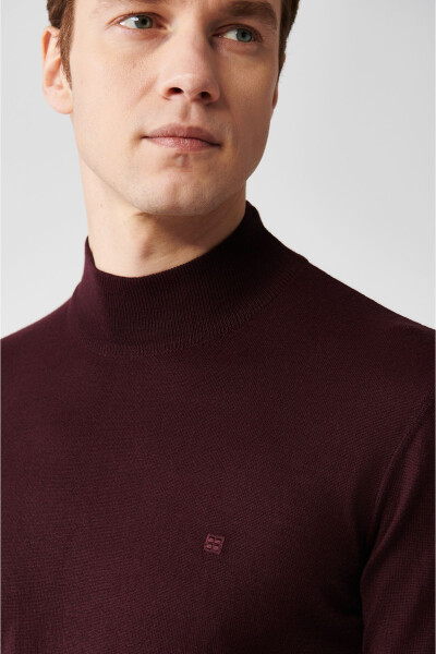 Men's Burgundy Knit Sweater - 7