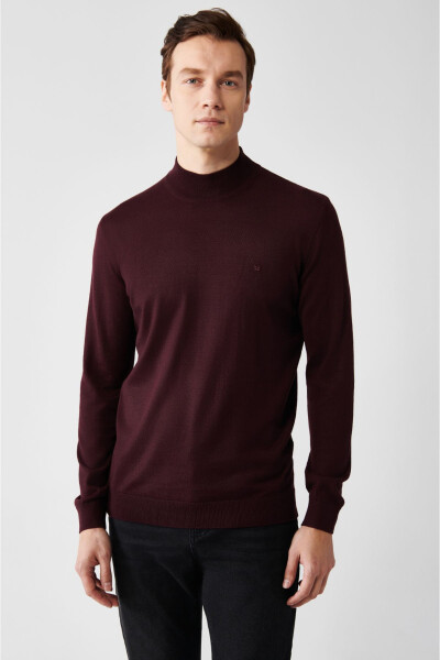 Men's Burgundy Knit Sweater - 8