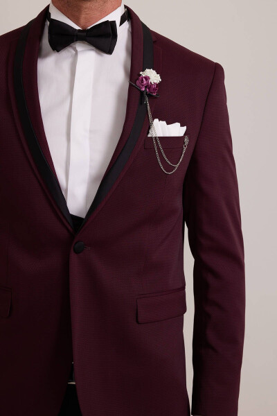 Men's Burgundy Shawl Collar Slim Fit Tuxedo - 8