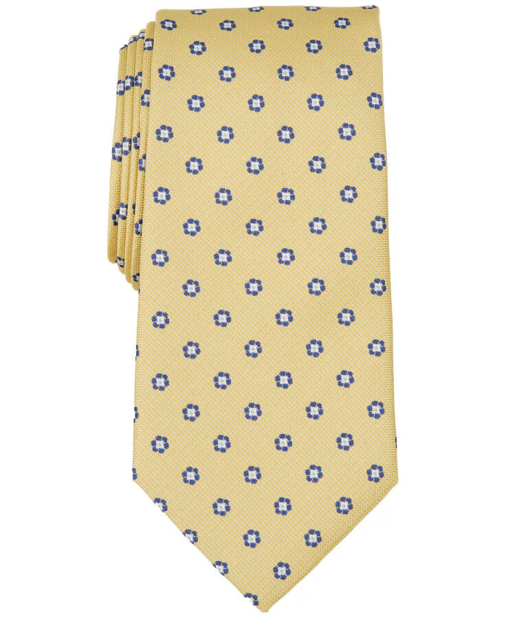 Men's Burnell Classic Floral Neat Tie, Created for Modazone Yellow - 1