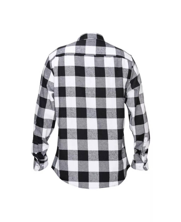 Men's Button Down Classic Fit Flannel Shirt Black White - 2