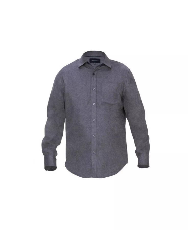 Men's Button Down Classic Fit Flannel Shirt Charcoal - 1