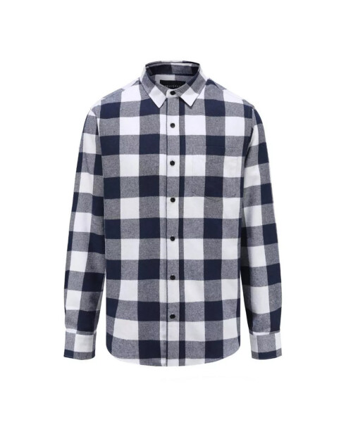 Men's Button Down Classic Fit Flannel Shirt Navy white - 1