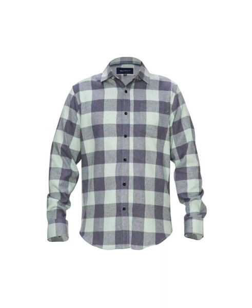 Men's Button Down Classic Fit Flannel Shirt Olive Plaid - 1