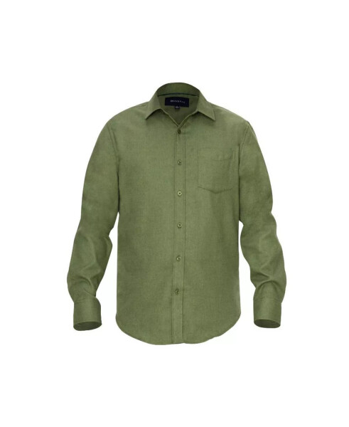 Men's Button Down Classic Fit Flannel Shirt Solid Olive - 1