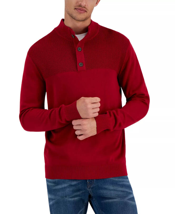 Men's Button Mock Neck Sweater, Created for Modazone Fire Burst - 1