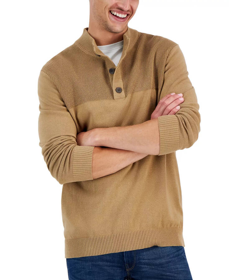 Men's Button Mock Neck Sweater, Created for Modazone Moca - 2