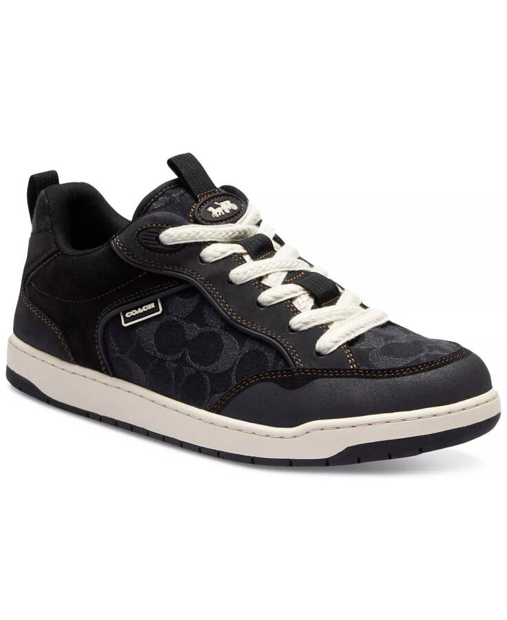 Men's C203 Signature Mixed-Media Lace-Up Sneakers Black - 1