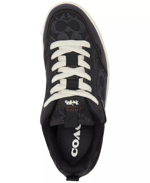 Men's C203 Signature Mixed-Media Lace-Up Sneakers Black - 5